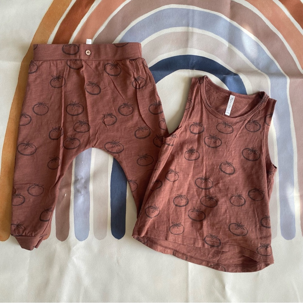 Rylee + Cru Tomato Print Kids Tank and Pants Set